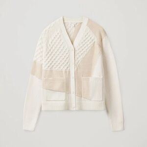 COS Cream Patchwork Cardigan Sweater